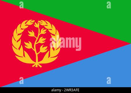 Eritrea vector flag in official colors and 3:2 aspect ratio. Stock Vector