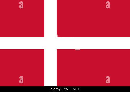 Denmark vector flag in official colors and 3:2 aspect ratio. Stock Vector