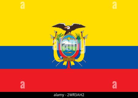 Ecuador vector flag in official colors and 3:2 aspect ratio. Stock Vector