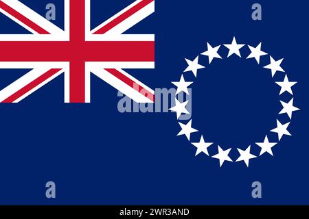Cook Islands vector flag in official colors and 3:2 aspect ratio. Stock Vector