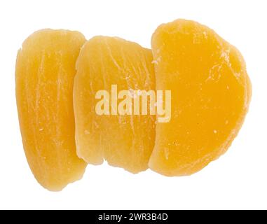 dried mango fruit isolated on white background with clipping path, top view Stock Photo