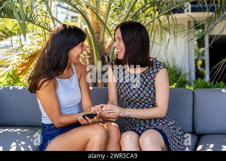 Two beautiful friends having fun Stock Photo