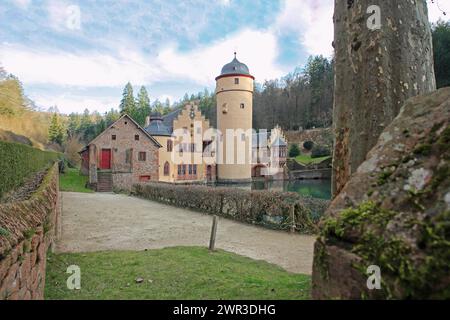 Moated castle built in the 15th century, Mespelbrunn, Bavaria, Spessart, Germany Stock Photo