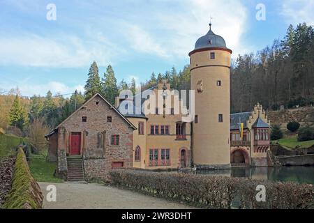 Moated castle built in the 15th century, Mespelbrunn, Bavaria, Spessart, Germany Stock Photo