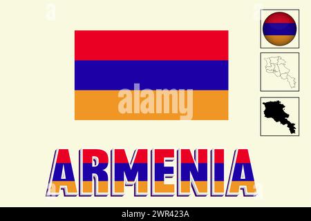 Armenia flag and map in vector illustration Stock Vector