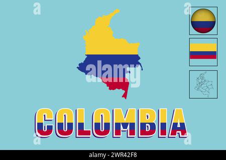 Colombia flag and map in vector illustration Stock Vector