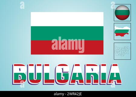 Bulgaria flag and map in vector illustration Stock Vector
