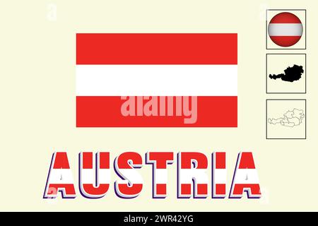 Austria flag and map in vector illustration Stock Vector