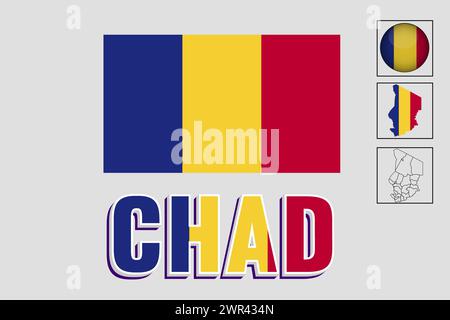 Chad flag and map in vector illustration Stock Vector