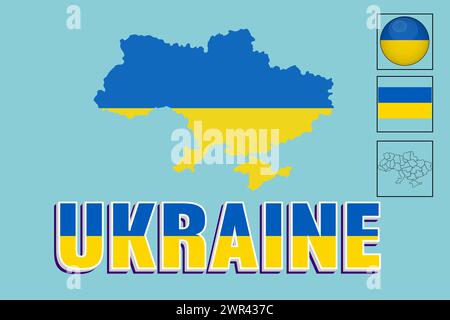 Ukraine flag and map in vector illustration Stock Vector
