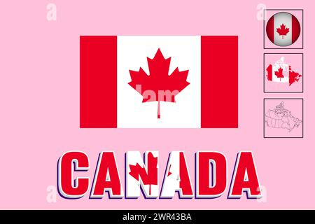Canada flag and map in vector illustration Stock Vector