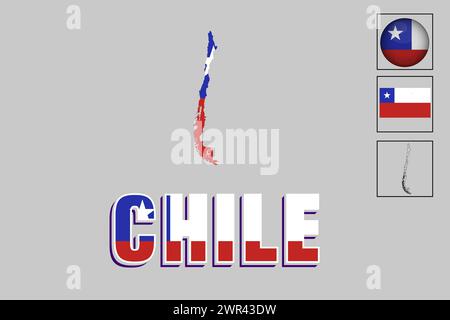 Chile flag and map in vector illustration Stock Vector