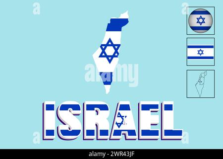 Israel flag and map in vector illustration Stock Vector
