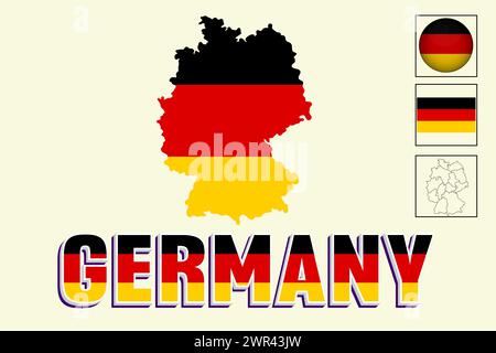 Germany flag and map in vector illustration Stock Vector