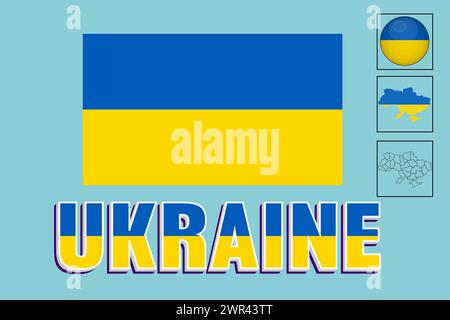 Ukraine flag and map in vector illustration Stock Vector