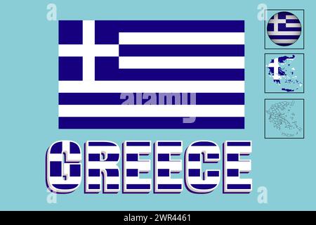 Greece flag and map in vector illustration Stock Vector