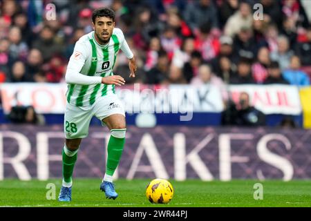 Madrid, Spain. 03rd Mar, 2024. Chadi Riad of Real Betis during the La Liga EA Sports, date 27 between Atletico de Madrid and Real Betis played at Civitas Metropolitano Stadium on March 3, 2024 in Madrid, Spain. (Photo by Cesar Cebolla/PRESSINPHOTO) Credit: PRESSINPHOTO SPORTS AGENCY/Alamy Live News Stock Photo