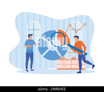 Work with statistics and marketing research, analytical department. flat vector modern illustration Stock Vector