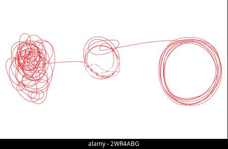 Tangle and untangle, psychotherapy and psychology concept vector line illustration. Stock Vector