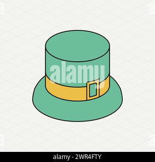 Green hat. Isometric icon. Symbol of Saint Patrick day. Vector illustration. Modern style. Stock Vector