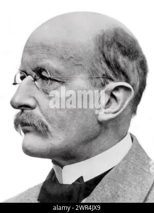 Max Planck (1858-1947), German theoretical physicist who was the originator of quantum theory, for which he won the Nobel Prize for Physics in 1918. (Photo c1910) Stock Photo