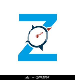 Letter Z Navigator Compass Symbol Vector Template Stock Vector