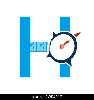 Letter H Navigator Compass Symbol Vector Template Stock Vector