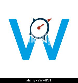 Letter W Navigator Compass Symbol Vector Template Stock Vector