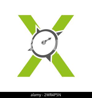 Letter X Navigator Compass Symbol Vector Template Stock Vector