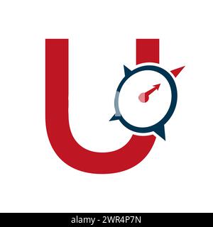 Letter U Navigator Compass Symbol Vector Template Stock Vector