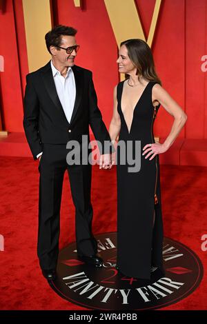 Robert Downey Jr and Susan Downey attending the Vanity Fair Oscar Party held at the Wallis Annenberg Center for the Performing Arts in Beverly Hills, Los Angeles, California, USA. Picture date: Sunday March 10, 2024. Stock Photo