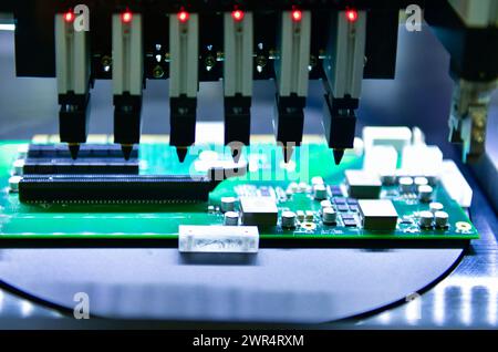 Electrical circuit board design steps Connector type solenoid valve Compressed air direction control system,Components in an automated production line Stock Photo