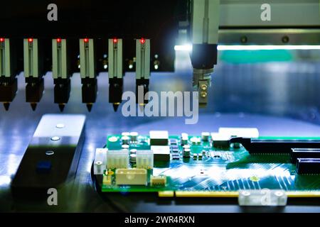 Electrical circuit board design steps Connector type solenoid valve Compressed air direction control system,Components in an automated production line Stock Photo