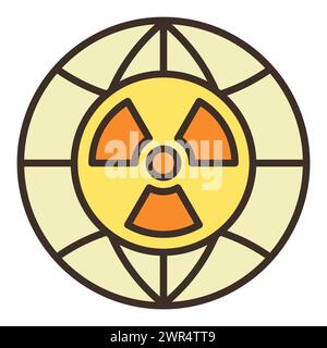 Radiation symbol inside Earth Glove vector concept colored icon or symbol in thin line style Stock Vector