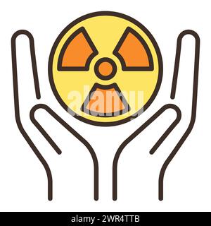 Hands with Radiation sign vector concept colored icon or logo element Stock Vector