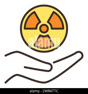 Round Radiation symbol on Hand vector concept colored icon or design element Stock Vector