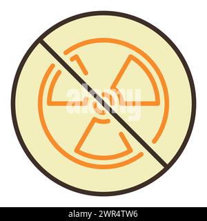 Radiation Ban vector Nuclear Energy No Allowed concept colored icon or symbol Stock Vector
