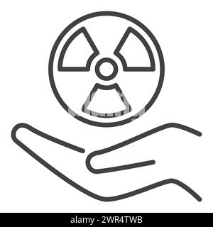 Hand with Round Radiation symbol vector concept outline icon or symbol Stock Vector