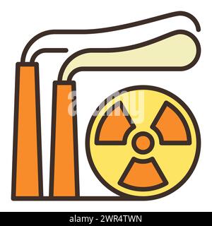 Nuclear Power Generator with Smoke Pipes vector Radiation concept colored icon or sign Stock Vector