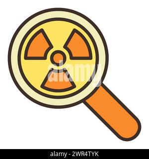 Magnifier and Radiation sign vector concept colored icon or symbol Stock Vector