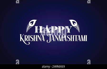 Happy Krishna Janmashtami Stylish text illustration design Stock Vector