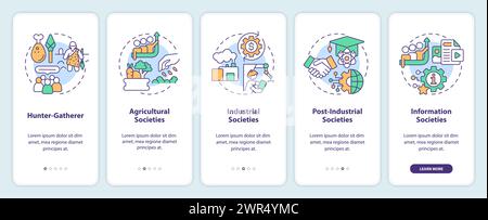 Types of society onboarding mobile app screen Stock Vector