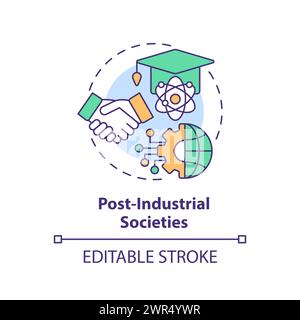 Post industrial societies multi color concept icon Stock Vector