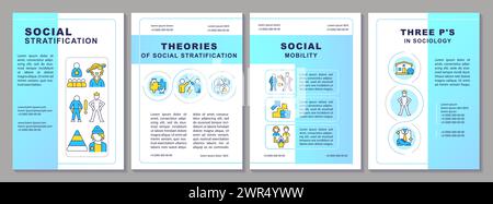 Social stratification blue gradient brochure template Stock Vector