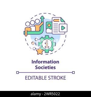 Information societies multi color concept icon Stock Vector