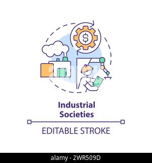 Industrial societies multi color concept icon Stock Vector