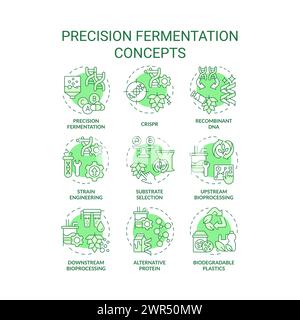 Precision fermentation green concept icons Stock Vector