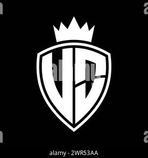 UO Letter monogram with shield shape with crown black and white color ...