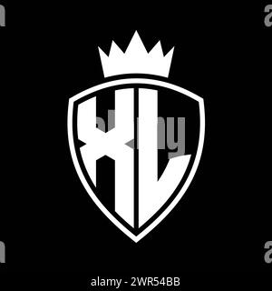 XL Letter monogram with shield shape with crown black and white color ...