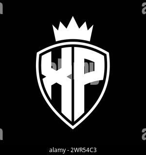 XP Letter monogram with shield shape with crown black and white color ...